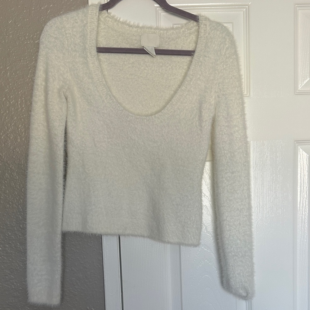 Cream Cozy Scoop-Neck Sweater